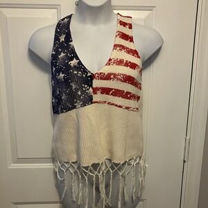 Venus Stars And Stripes Size Large American Flag Sweater Slouchy Boho Grunge